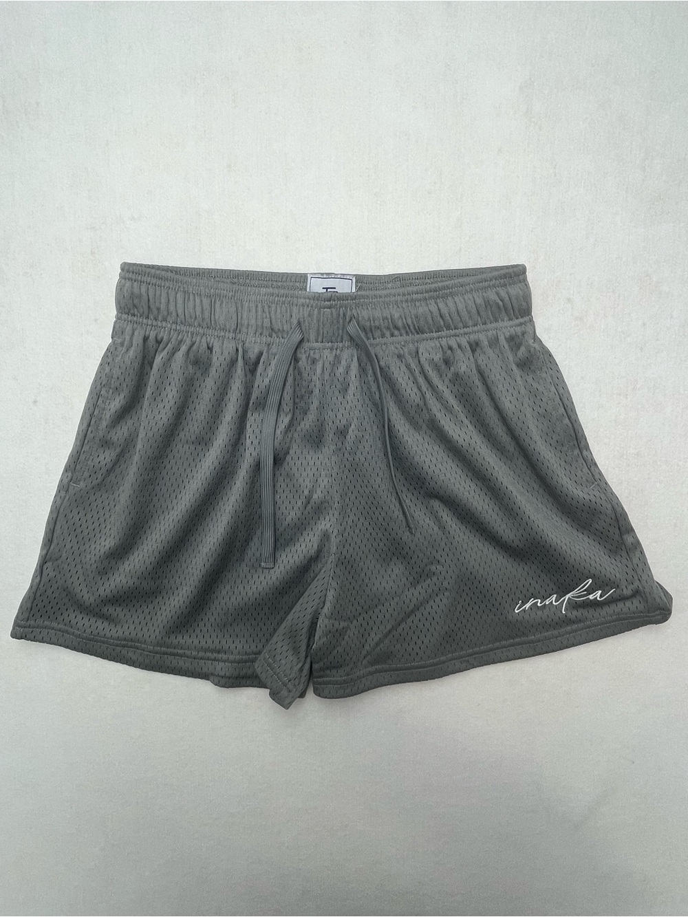 Inaka Power Womens Gray Mesh Athletic Gym Shorts Pockets Size Medium